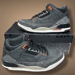 Men 9.5 NIKE AIR JORDAN 3 Retro "Fear Pack" Sneakers Night Stadium Leather IOB